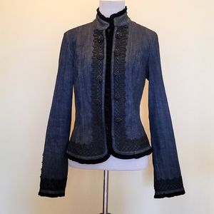 Macy's detailed jean jacket sz medium